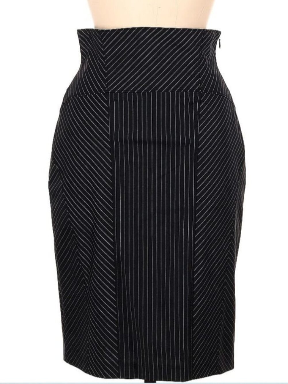 Rock & Republic Black Pinstripe Wool Blend Pencil Skirt Size 6 NWOT